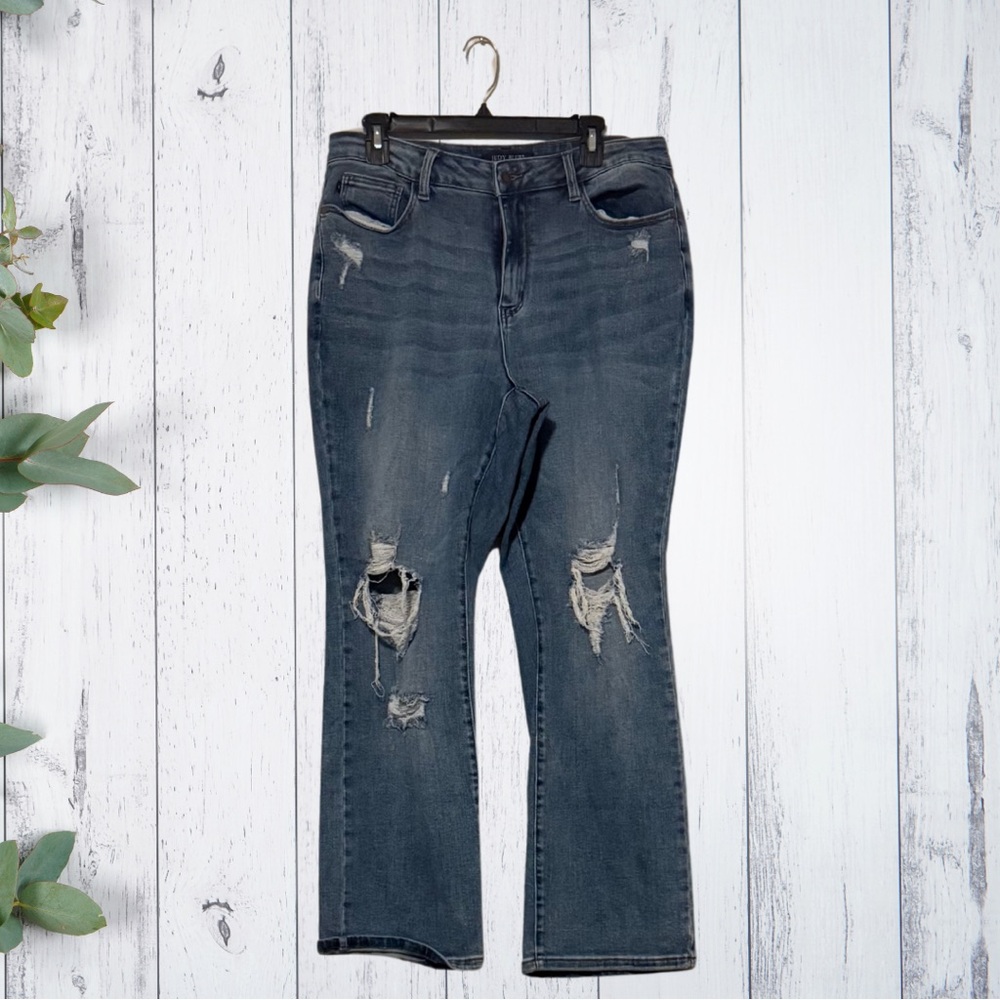 Judy Blue Dark Wash Distressed Flare Jeans